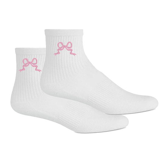 Embroidered 'Ribbon Bow' Crew Socks