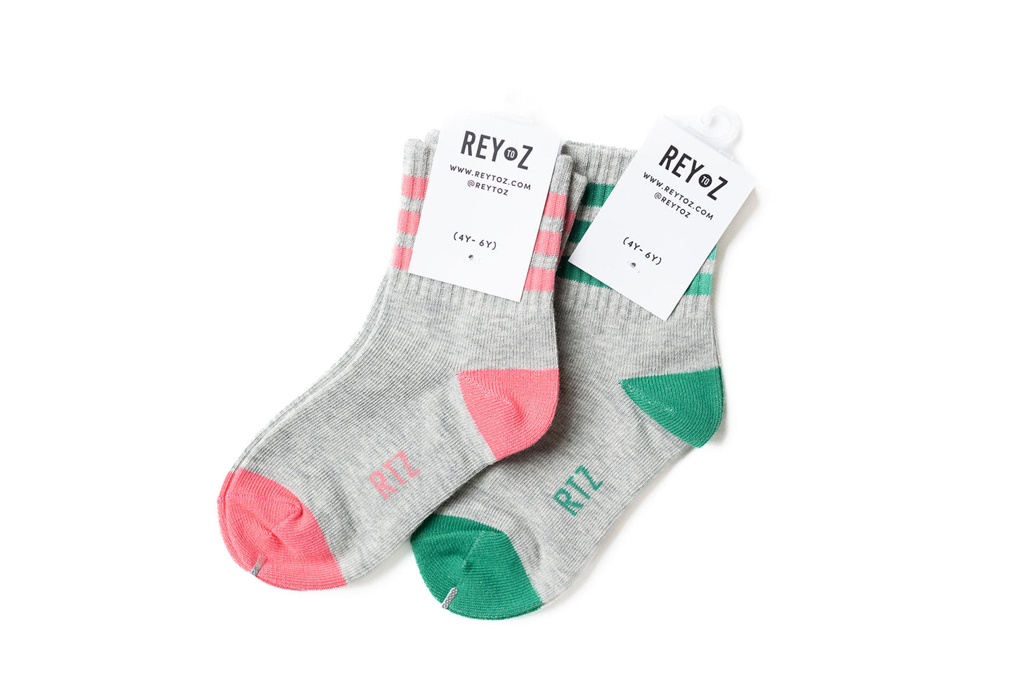 Heather Grey & Pink Stripe Socks