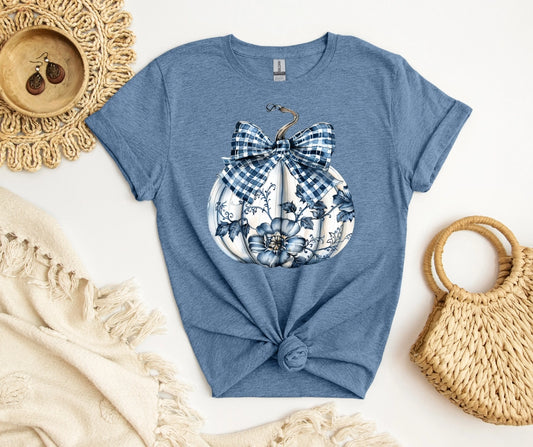 Blue Gildan Printed Pumpkin Tee