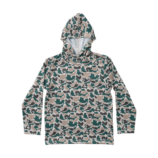 Prodoh Kid's Pro Performance Hoodie T-shirt in Break Point Camo with Swordfish