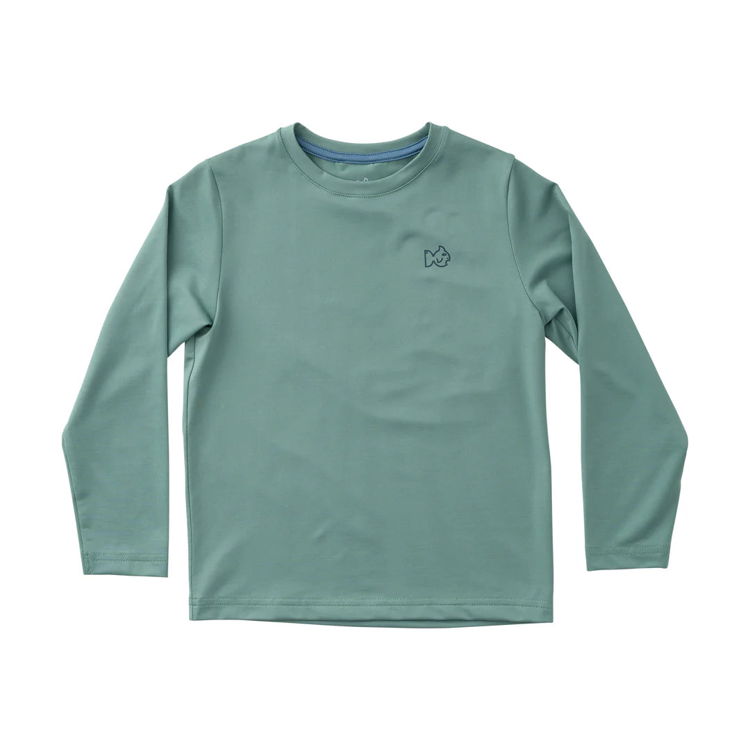 Prodoh Kid's Pro Performance Long Sleeve T-shirt in Green Spruce with Turkey Gobbler