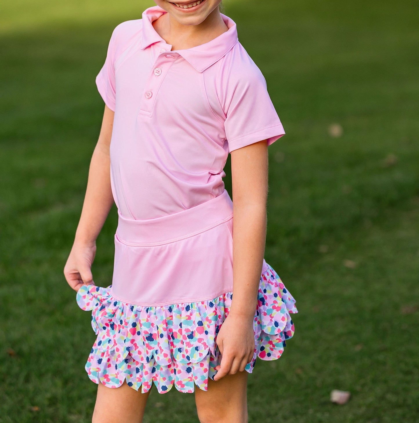 Girls Reagan Golf & Tennis Cap Sleeve Polo-Blush