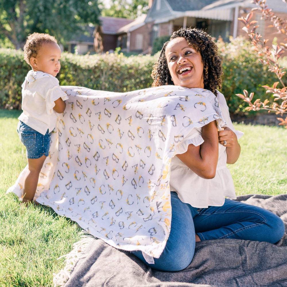 Royal Garden + Floral Alphabet Oh So Soft Snuggle Blanket