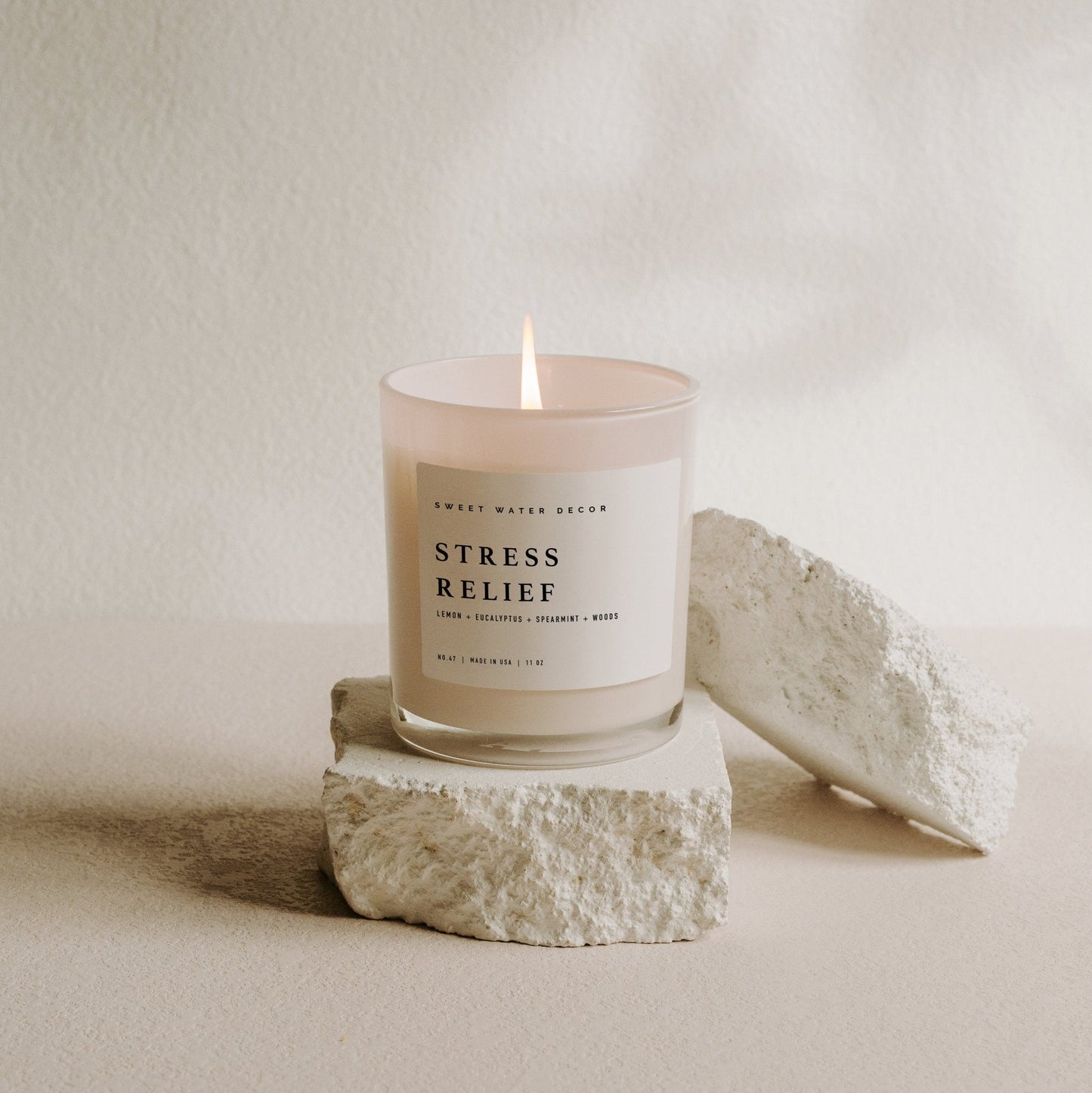 Stress Relief Soy Candle - White Jar - 11 oz