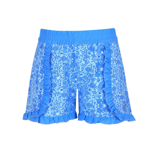 Girls Sutton Ruffle Trim Woven Golf & Tennis Shorts  -Riviera Glacial Blue
