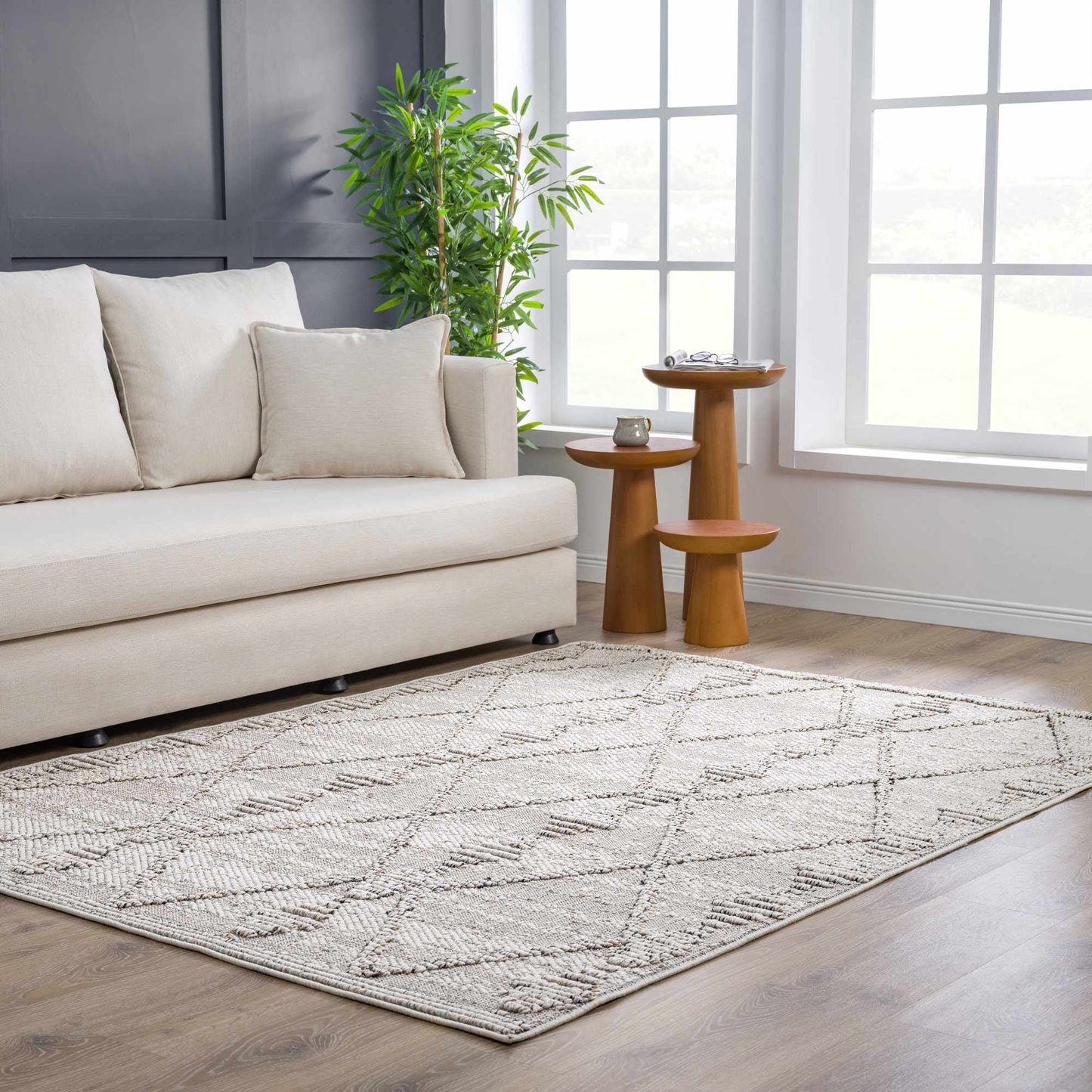 Nyla Bone Textured Small Rug - 2x3 Clearance