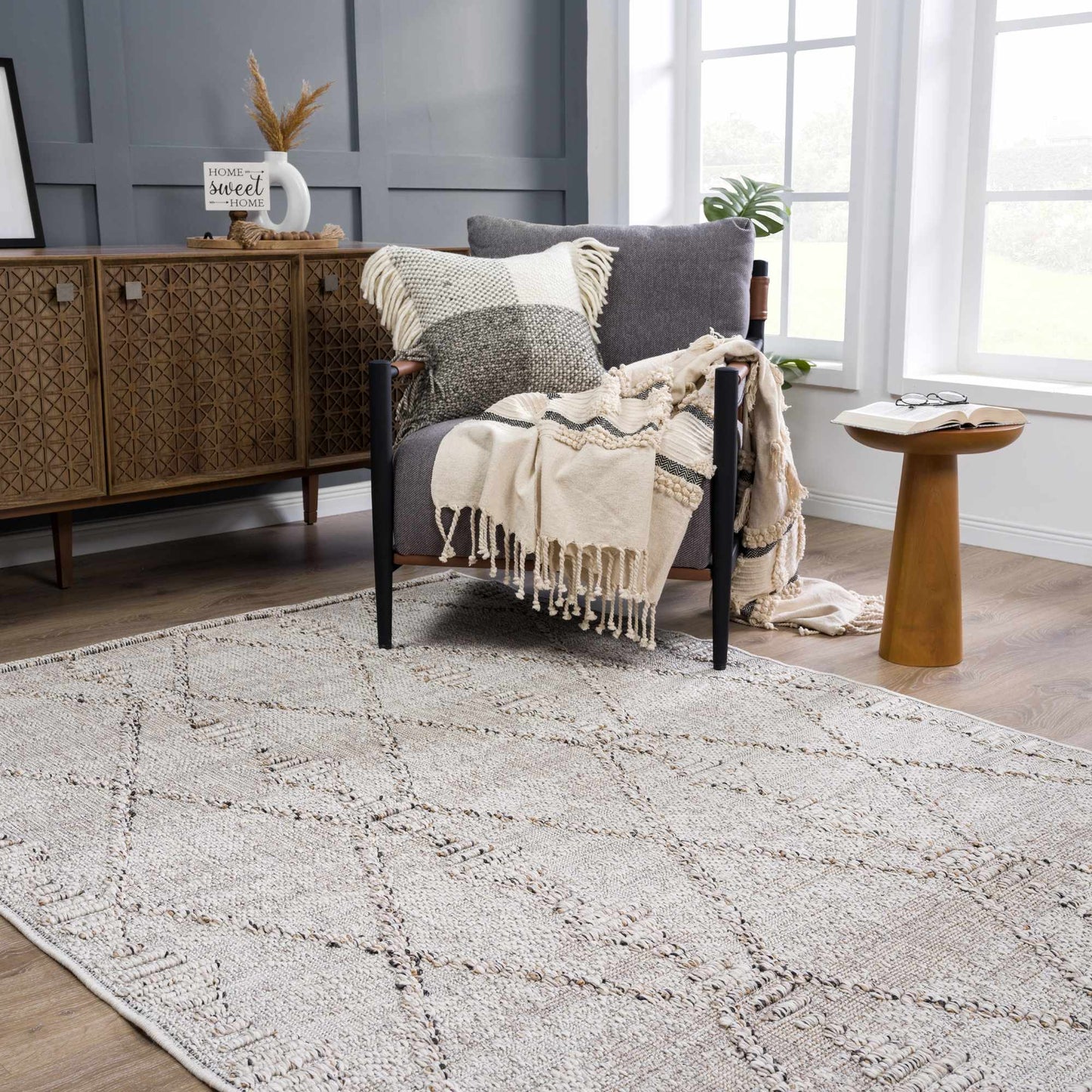 Nyla Bone Textured Small Rug - 2x3 Clearance