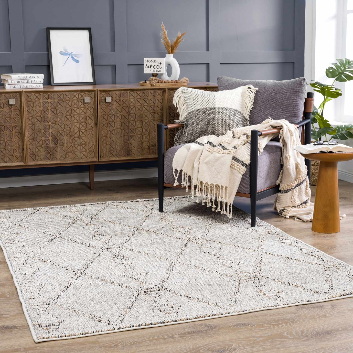 Nyla Bone Textured Small Rug - 2x3 Clearance