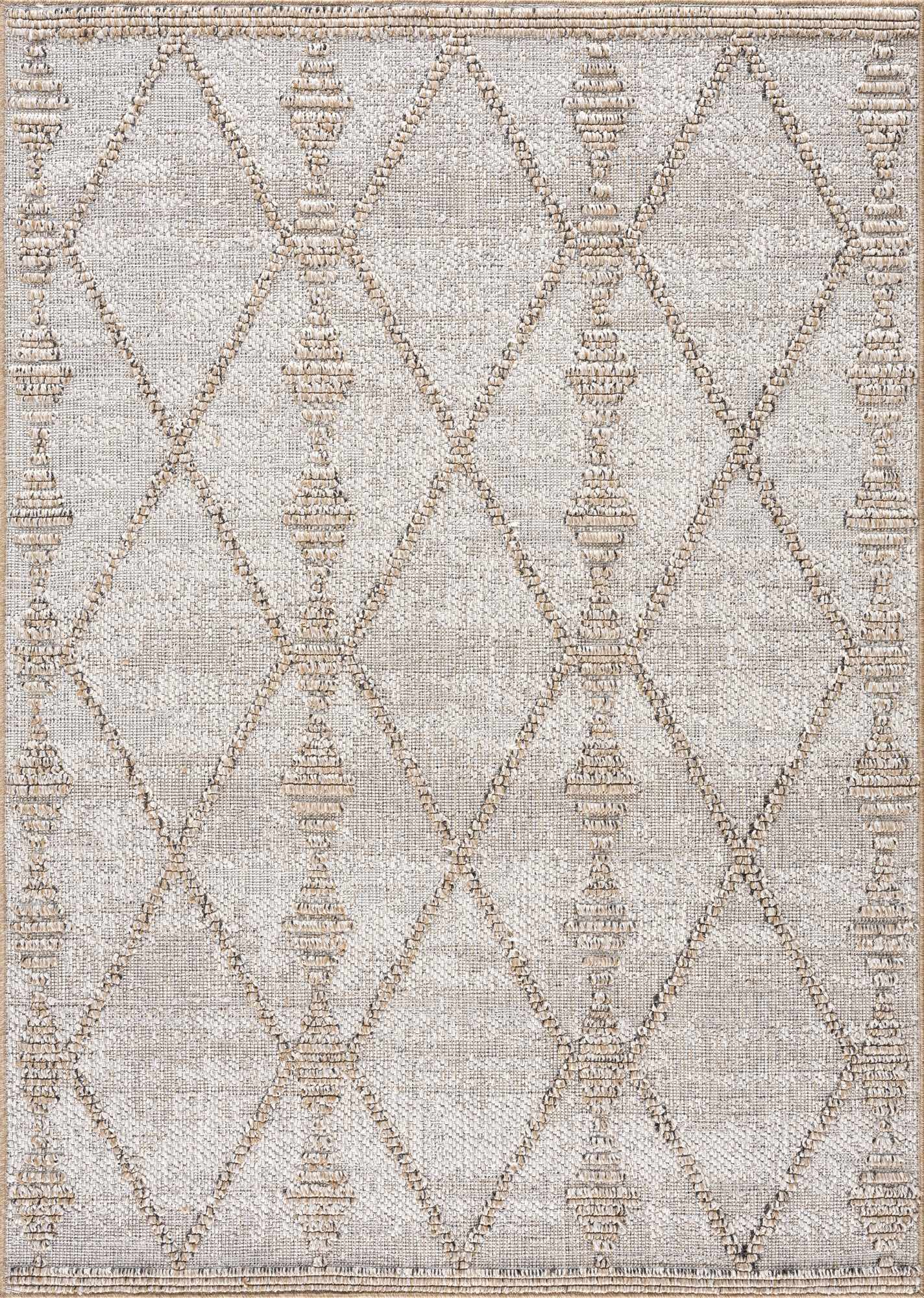 Nyla Bone & Tan Textured Performance Rug - Clearance