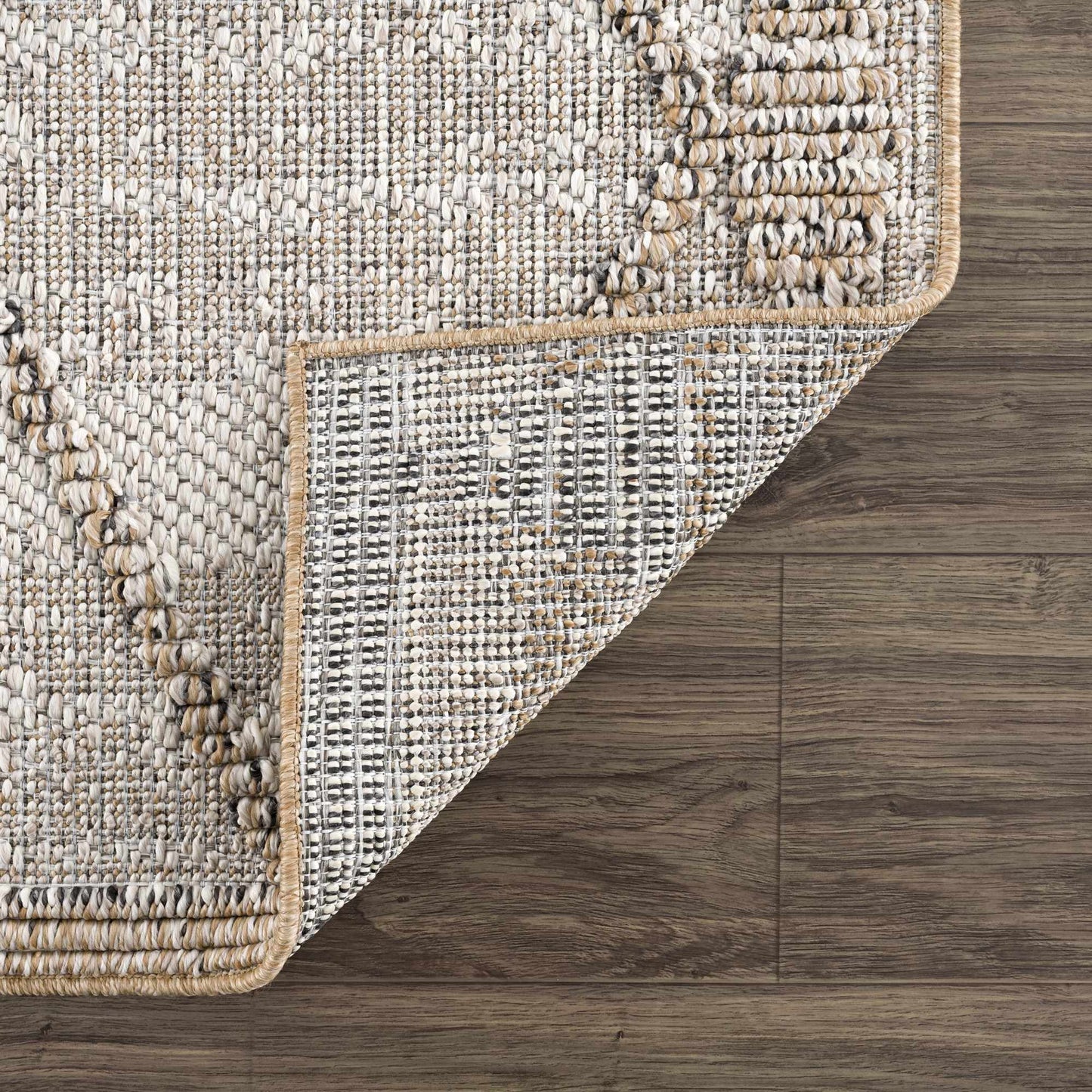 Nyla Bone & Tan Textured Performance Rug - Clearance