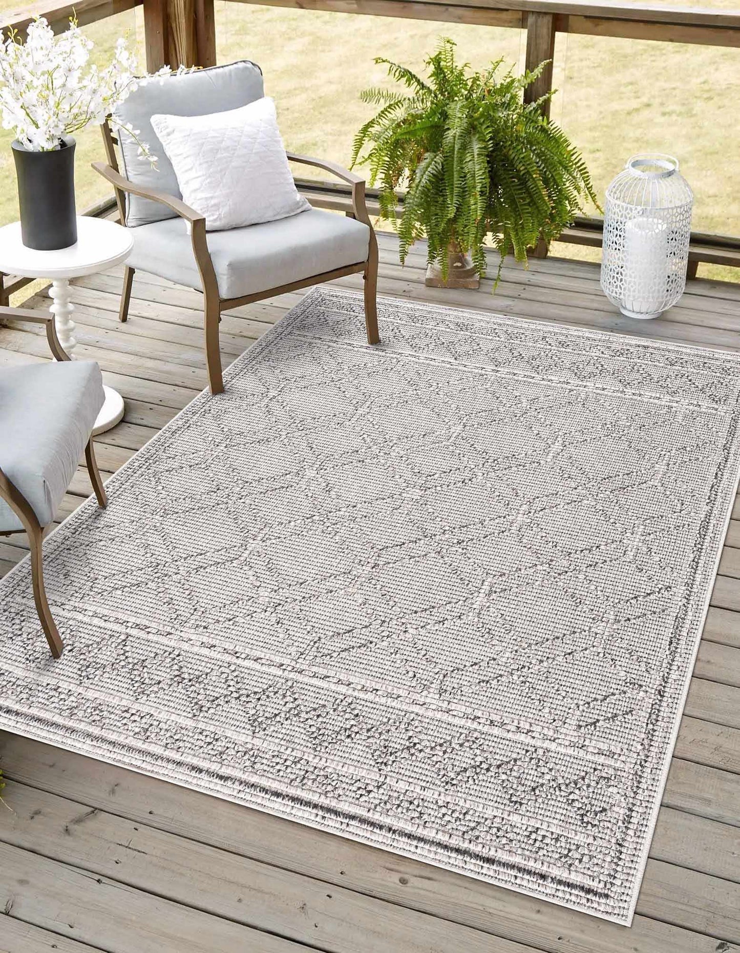 Diah Bone Textured Trellis Rug - Limited Edition