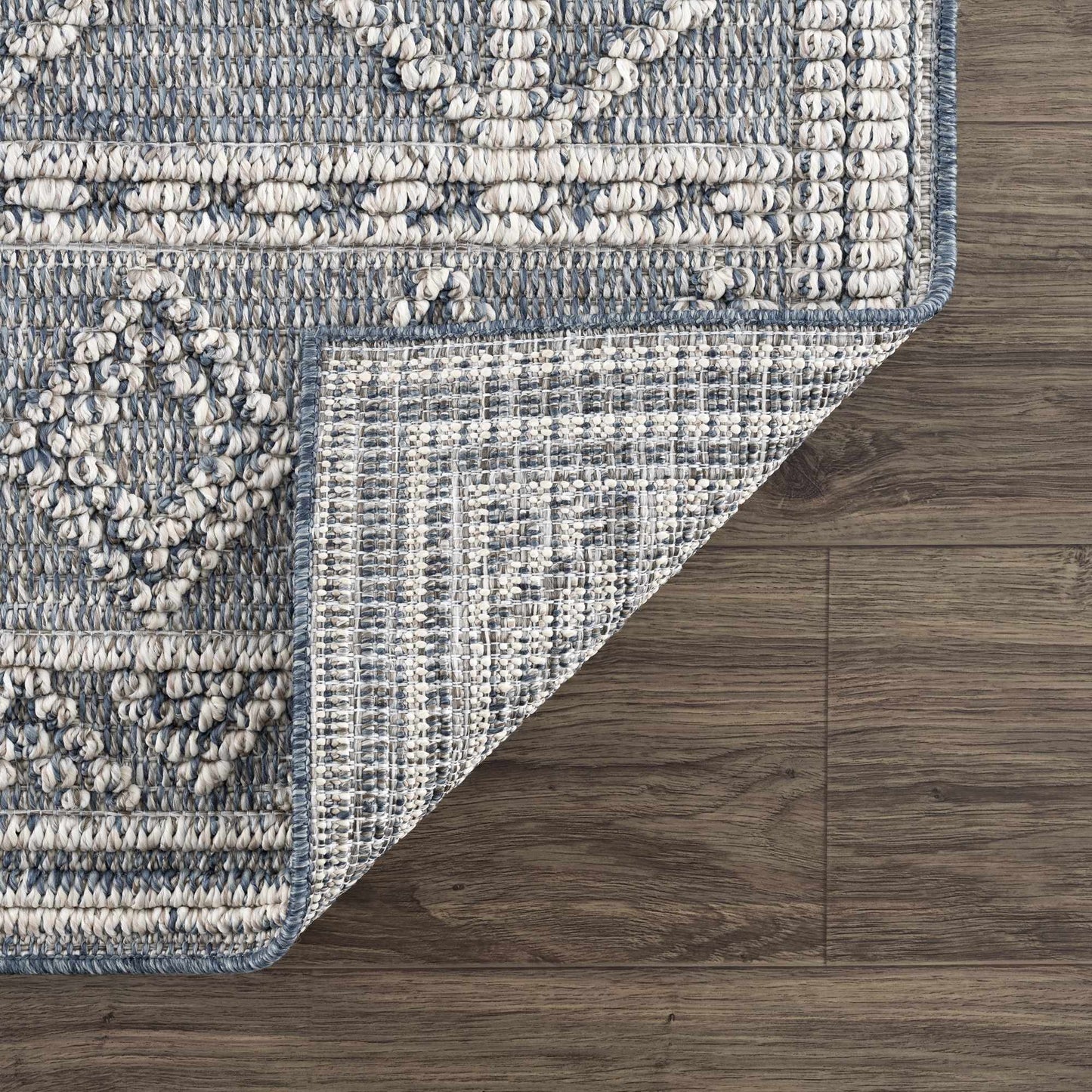 Diah Gray Blue Textured Trellis Rug - Limited Edition