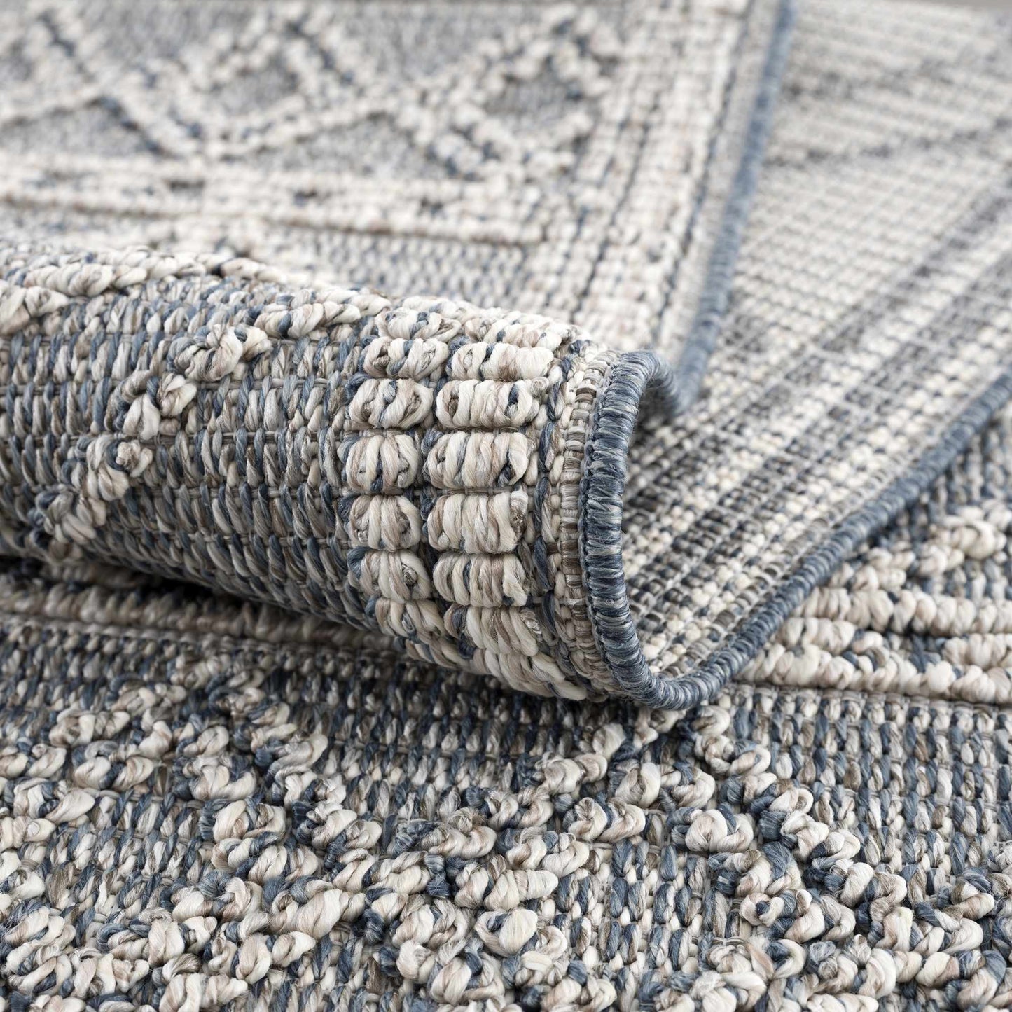 Diah Gray Blue Textured Trellis Rug - Limited Edition