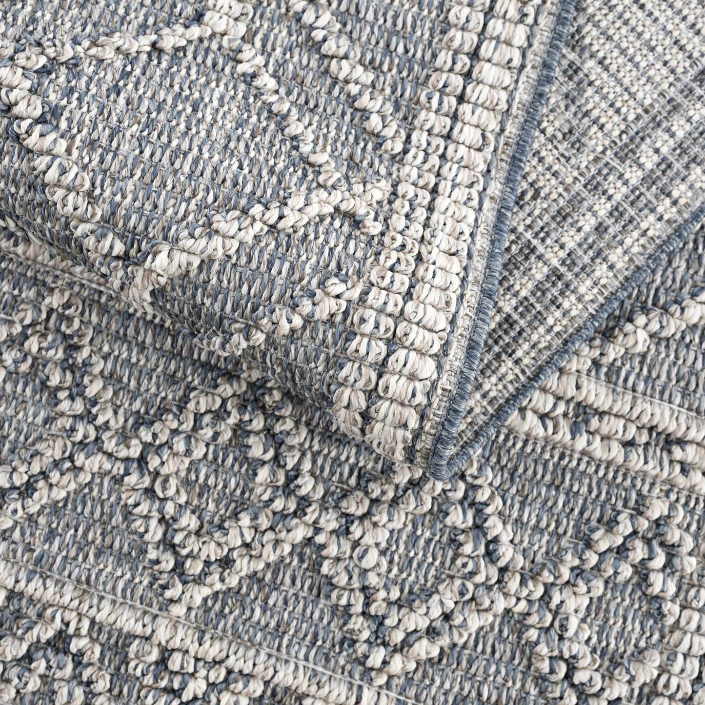 Diah Gray Blue Textured Trellis Rug - Limited Edition