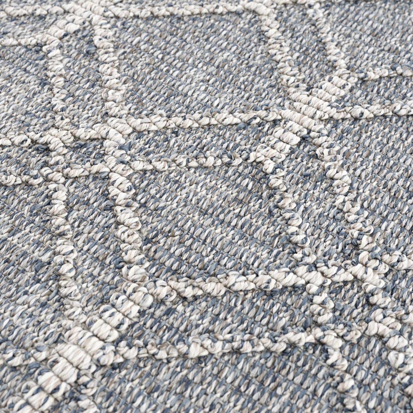 Diah Gray Blue Textured Trellis Rug - Limited Edition