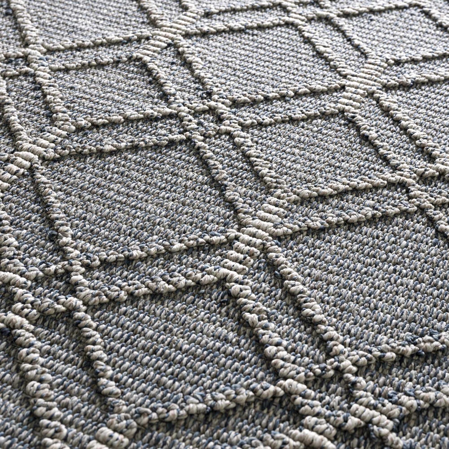 Diah Gray Blue Textured Trellis Rug - Limited Edition