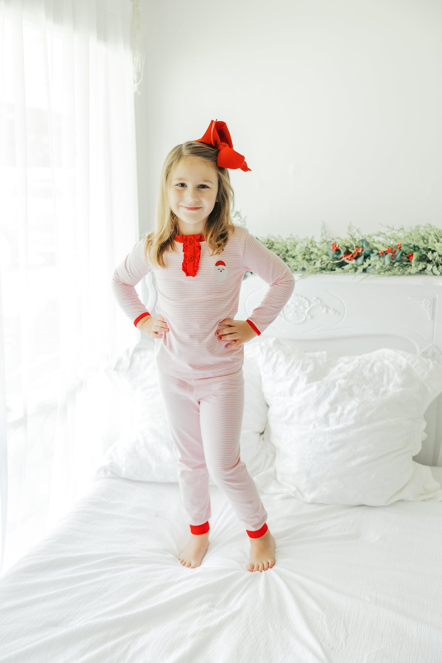 Jellybean Santa Girls Embroidery Pants Set