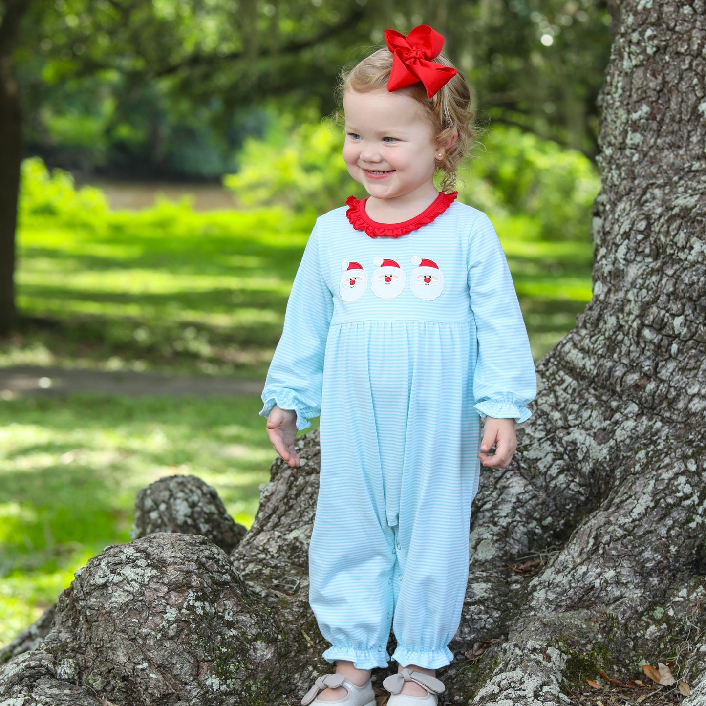 Jellybean Santa Trio Ruffle Romper