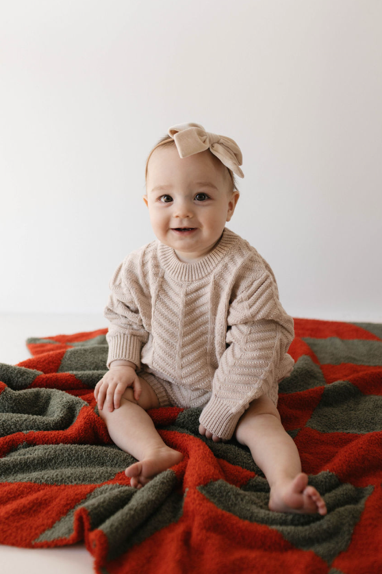 Chocolate Milk | Herringbone Knit Long Sleeve Bloomer Set