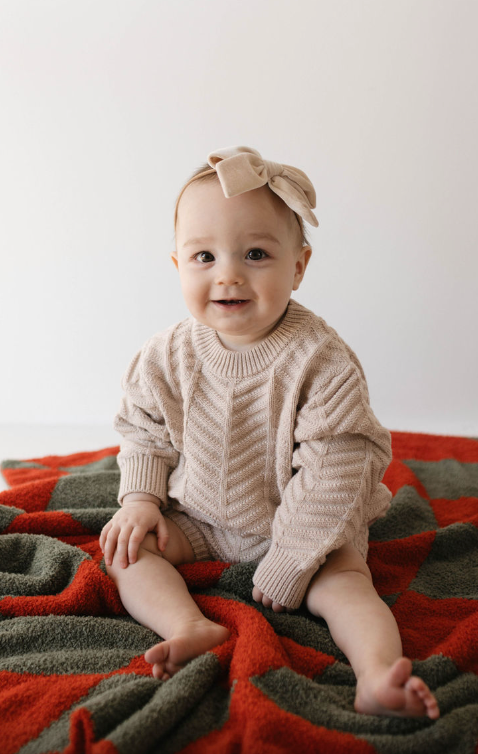 Chocolate Milk | Herringbone Knit Long Sleeve Bloomer Set