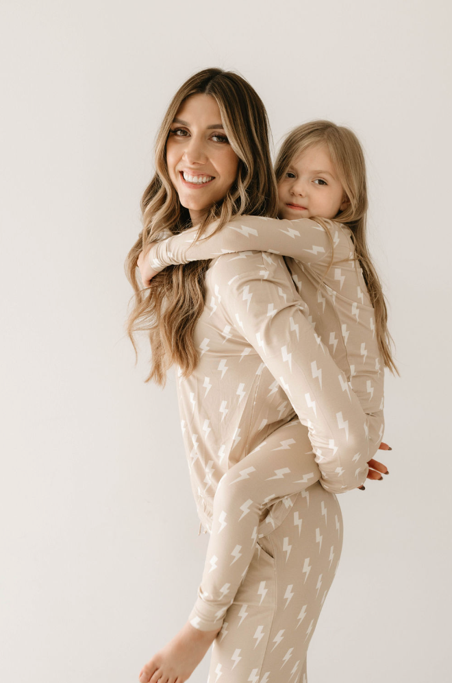 Tan & Cream Lightning Bolt | Women's Bamboo Pajamas