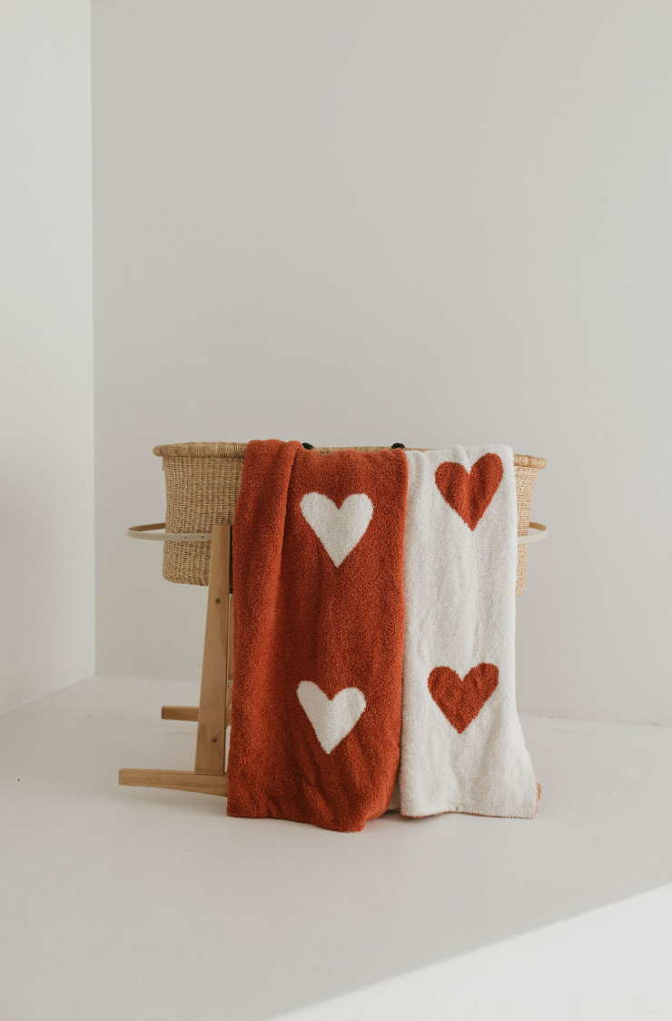 Queen of Hearts | Paisley’s Hand Drawn Print Plush Blanket