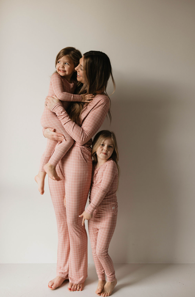 Cotton Candy Grid  | Bamboo Zip Pajamas