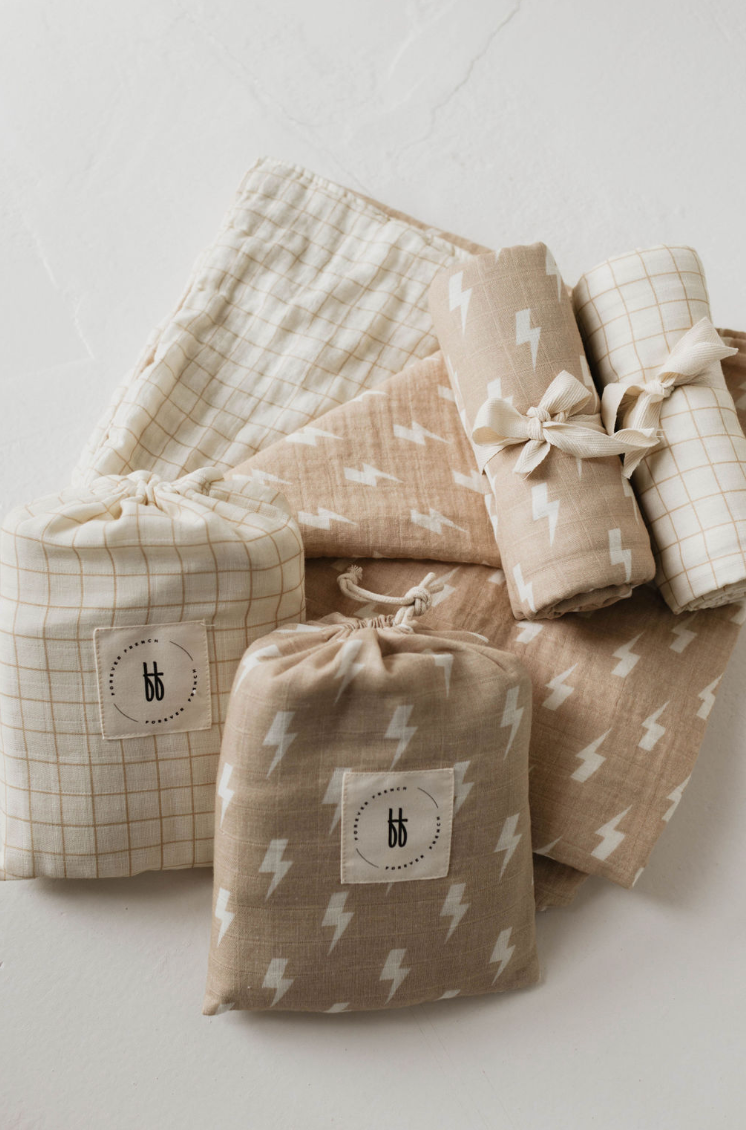 Golden Grid  | Muslin Swaddle