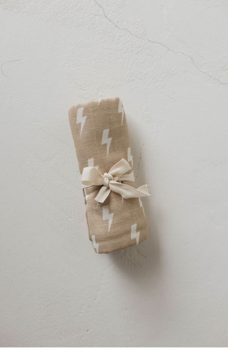 Tan & Cream Lightning Bolt  | Muslin Swaddle