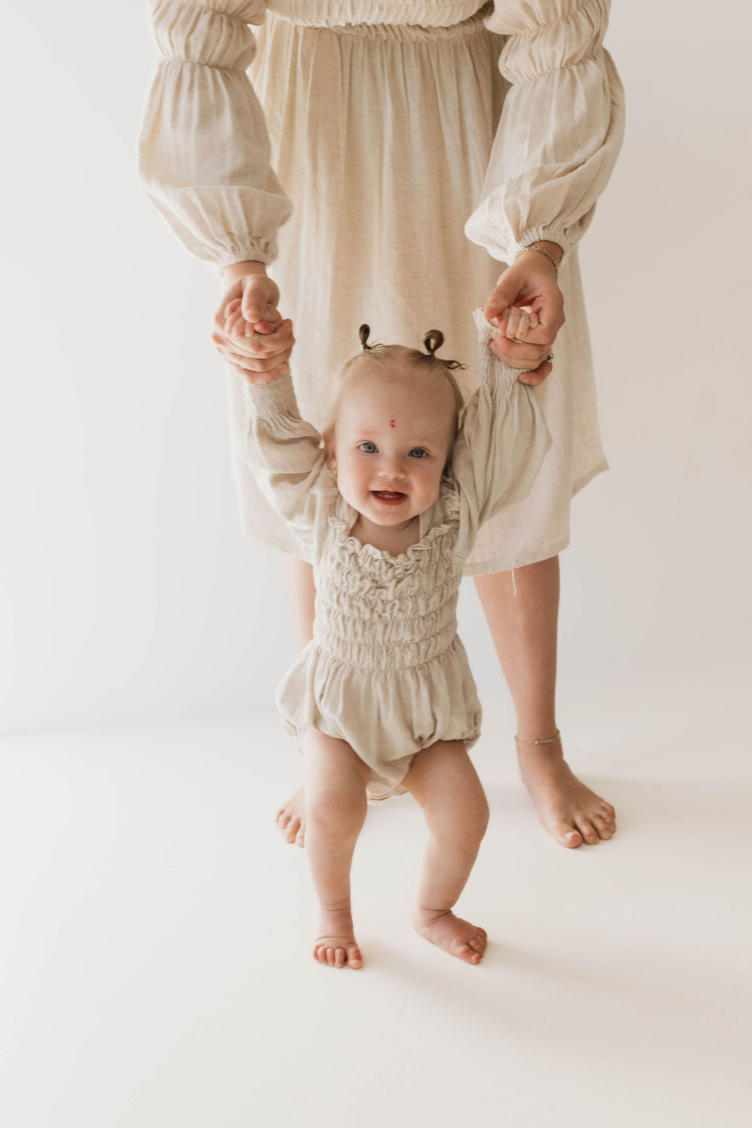 Flax | Long Sleeve Linen Romper