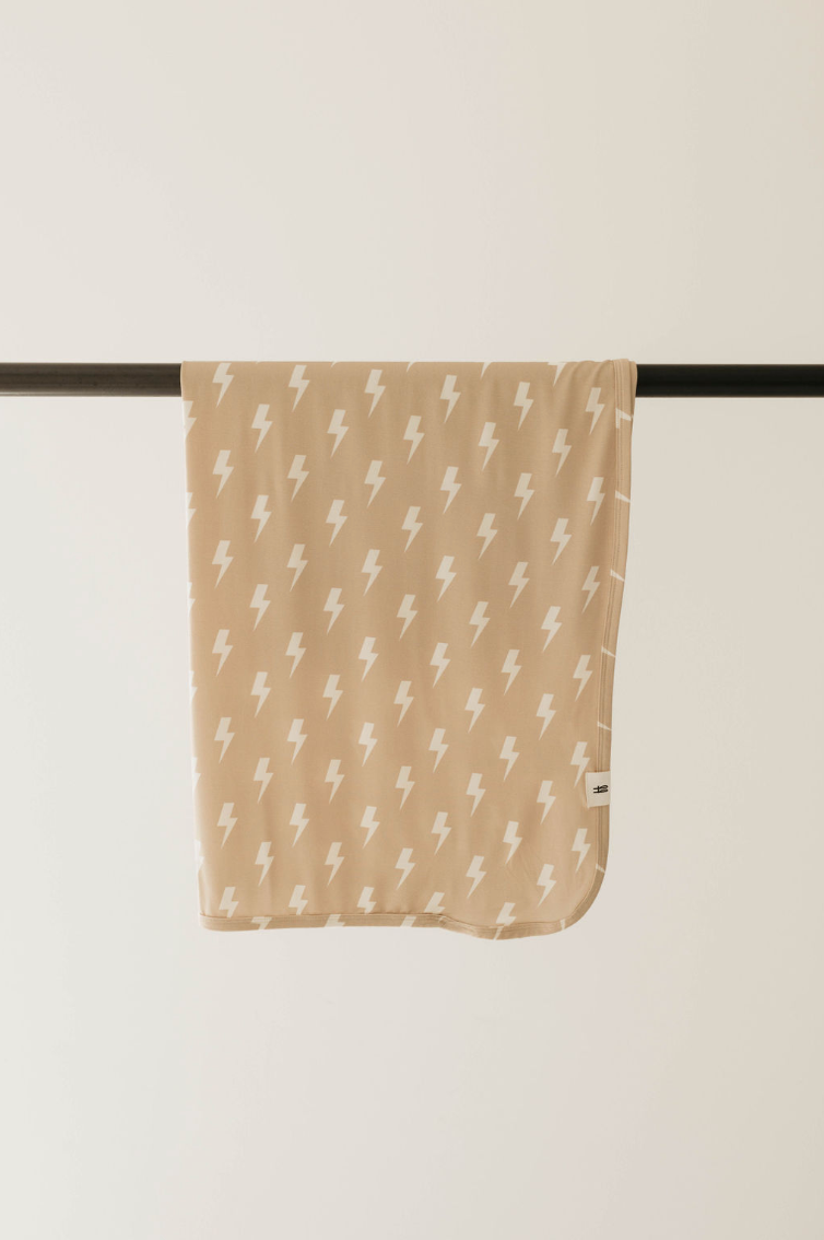 Bamboo Infant Swaddle | Tan & Cream Lightning Bolt