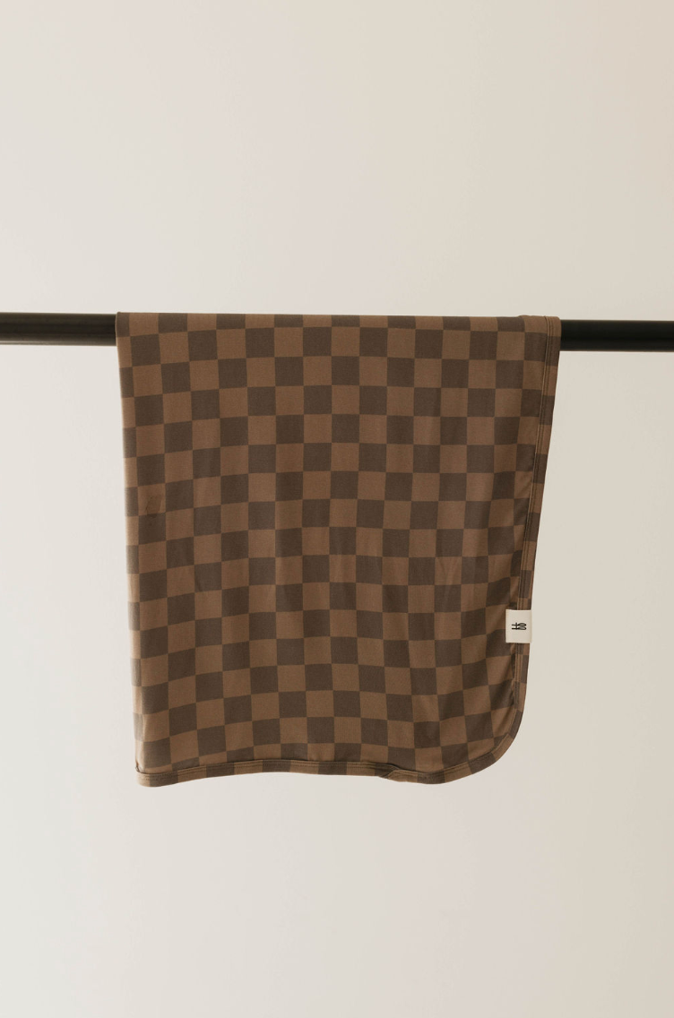 Bamboo Infant Swaddle | Faded Brown Checker