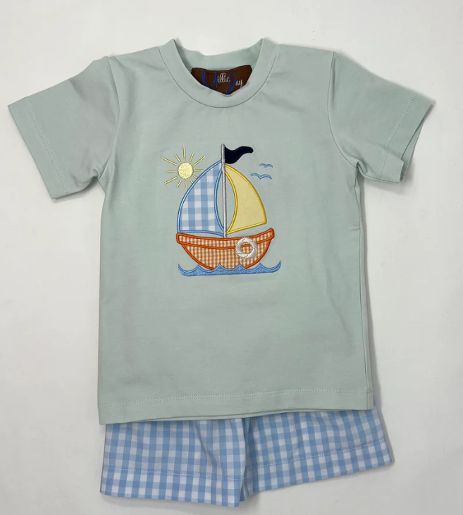 Just A Sailing Appliqué Shorts Set