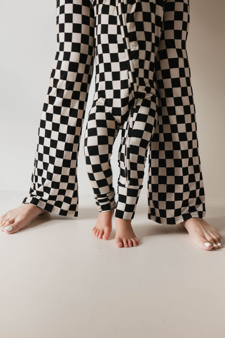 Black Checker | Bamboo Zip Pajamas