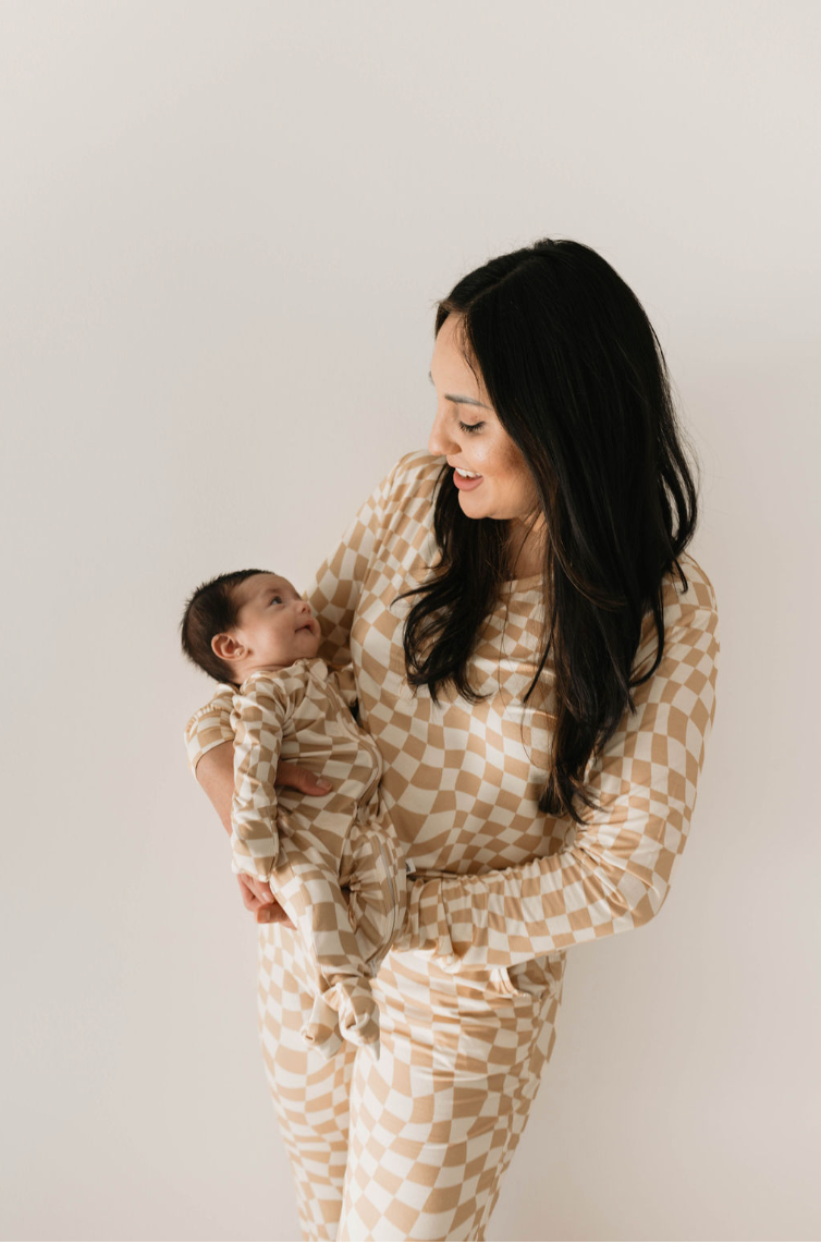 Gold Coast Wavy Checker  | Bamboo Zip Pajamas