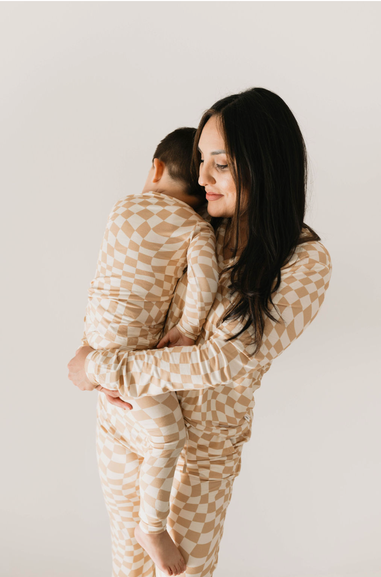 Gold Coast Wavy Checker  | Bamboo Zip Pajamas