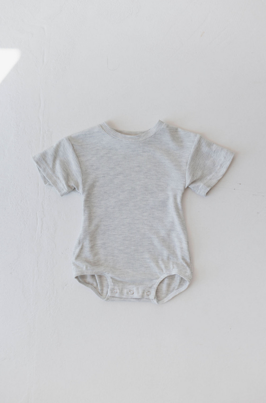 Waffle Knit Bubble Romper | Grey