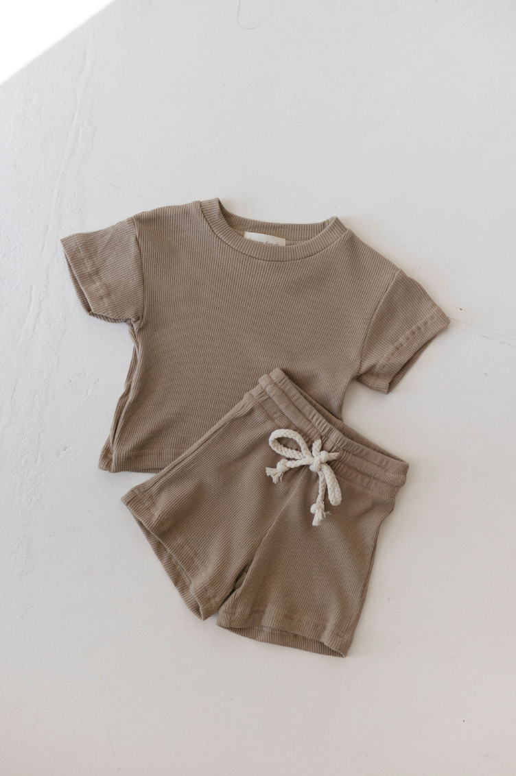 Waffle Knit Short Set | Dark Taupe