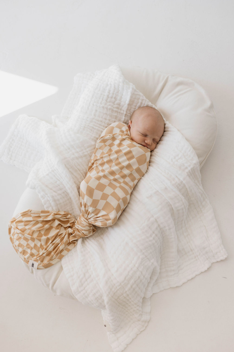 Bamboo Swaddle |Gold Coast Wavy Checker