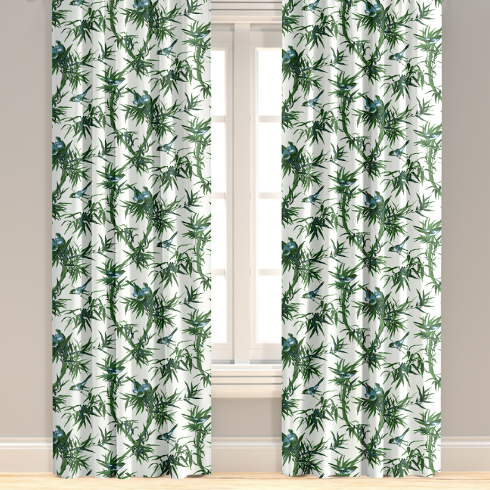 Janie in Emerald & Storm Drapery Panel