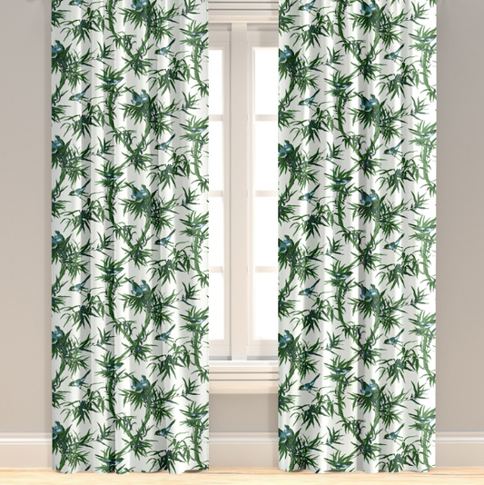 Janie in Emerald & Storm Drapery Panel