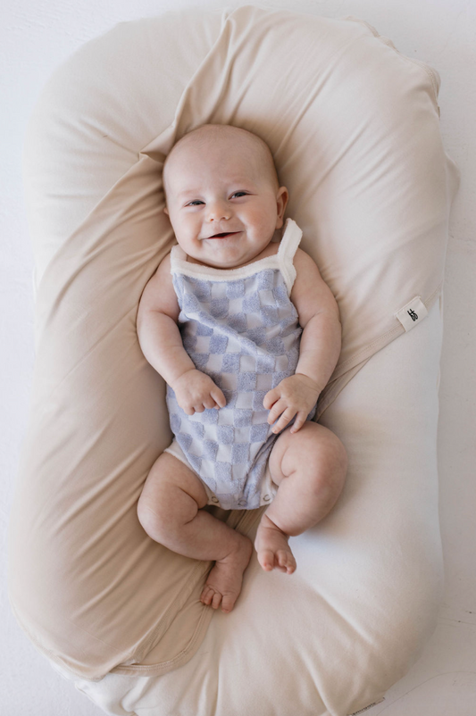 Terry Tank Bodysuit  | Periwinkle Blue Checkerboard