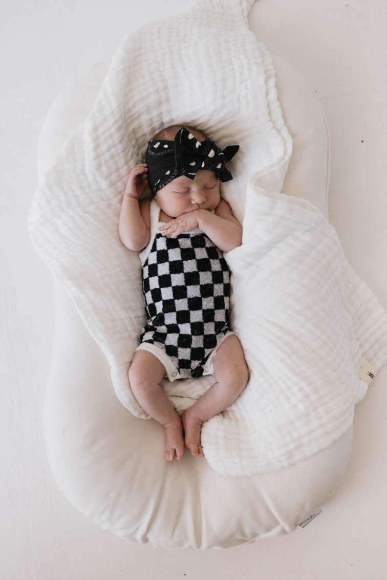 Terry Tank Bodysuit  | Black & White Checkerboard