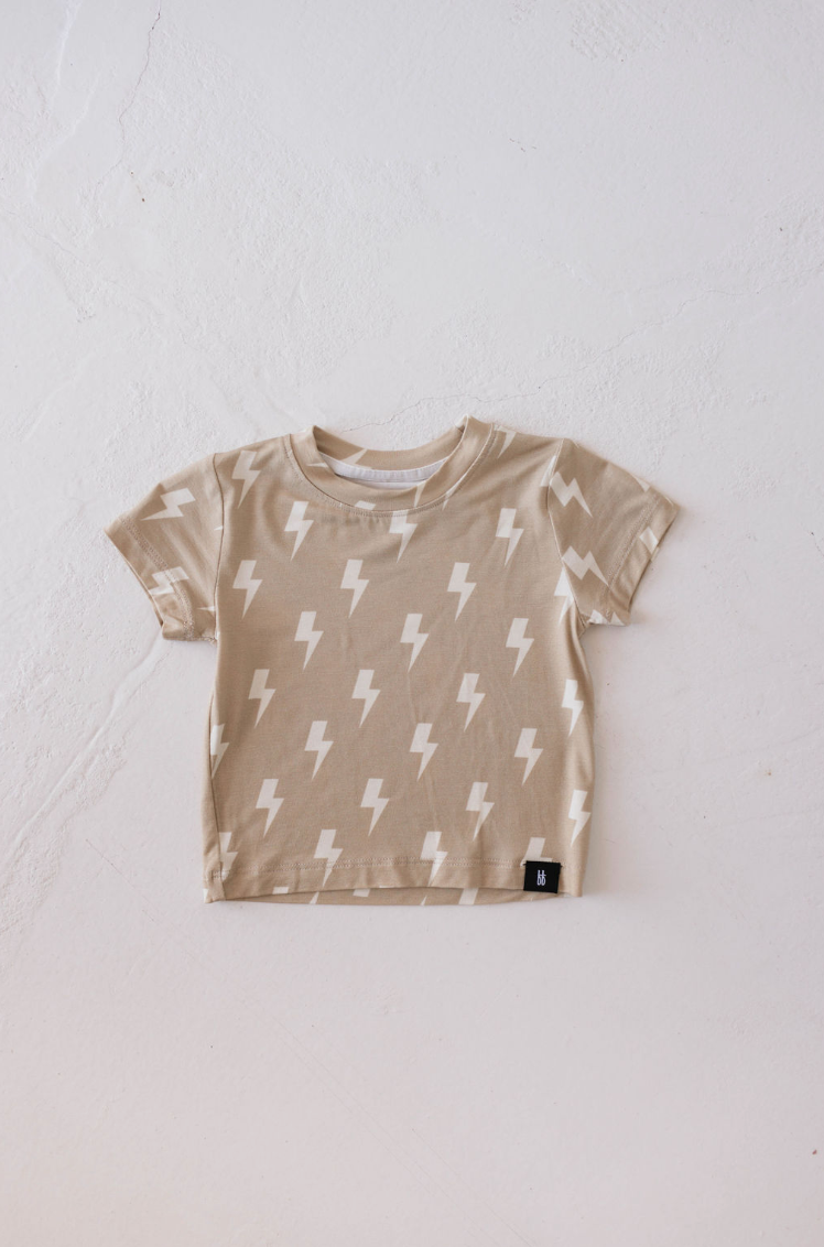 Basic Bamboo Tee | Tan & Cream Bolt