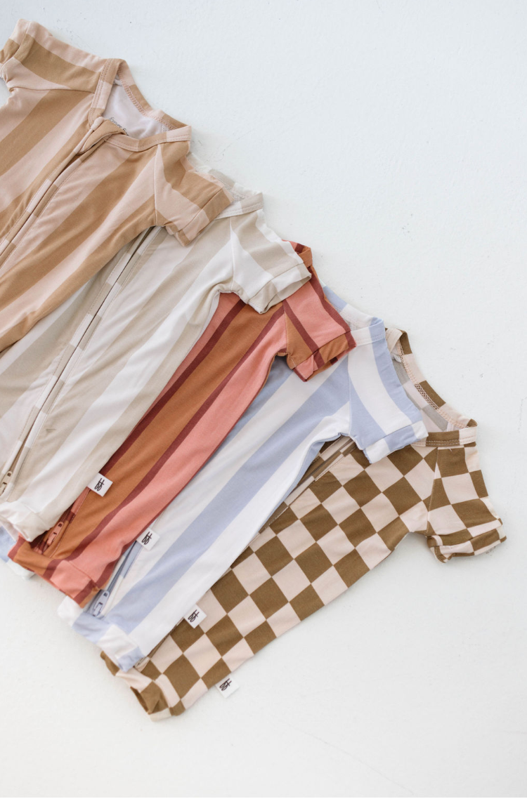 Bamboo Zip Shortie | Sand  Stripe