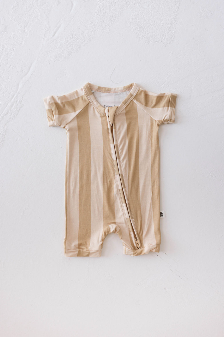 Bamboo Zip Shortie  | Peach Stripe