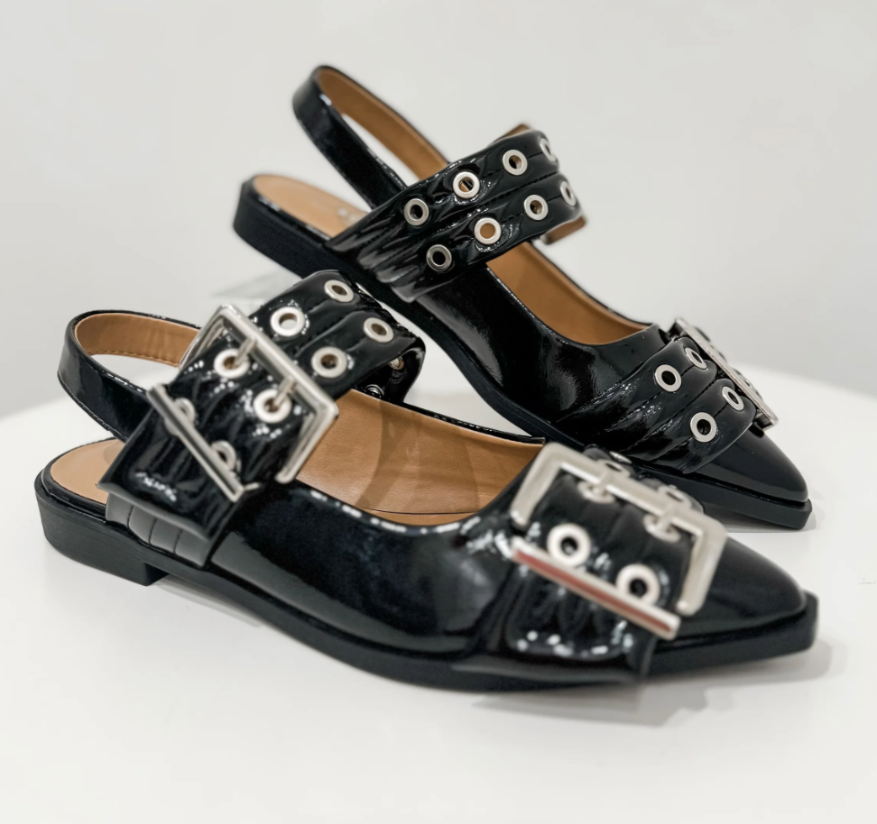 CCOCCI - GRILLO PADDED EYELET BELT STRAP SLINGBACK FLATS