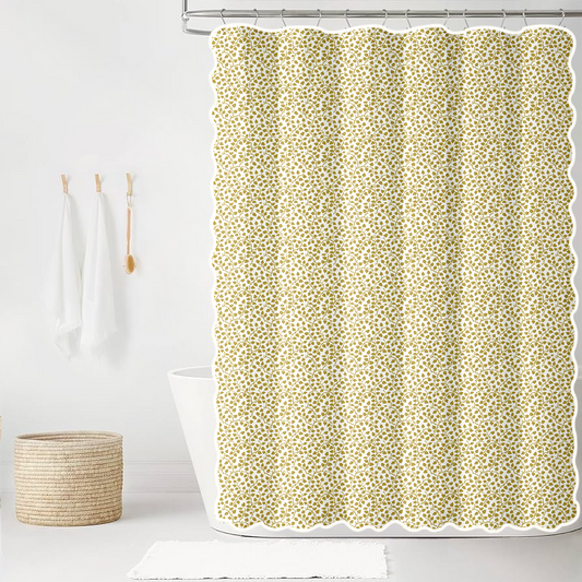 Audrey in Citrus Scalloped Edge Shower Curtain