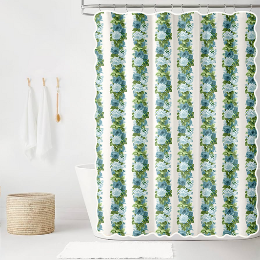 Eliza Jane in Sky Scalloped Edge Shower Curtain