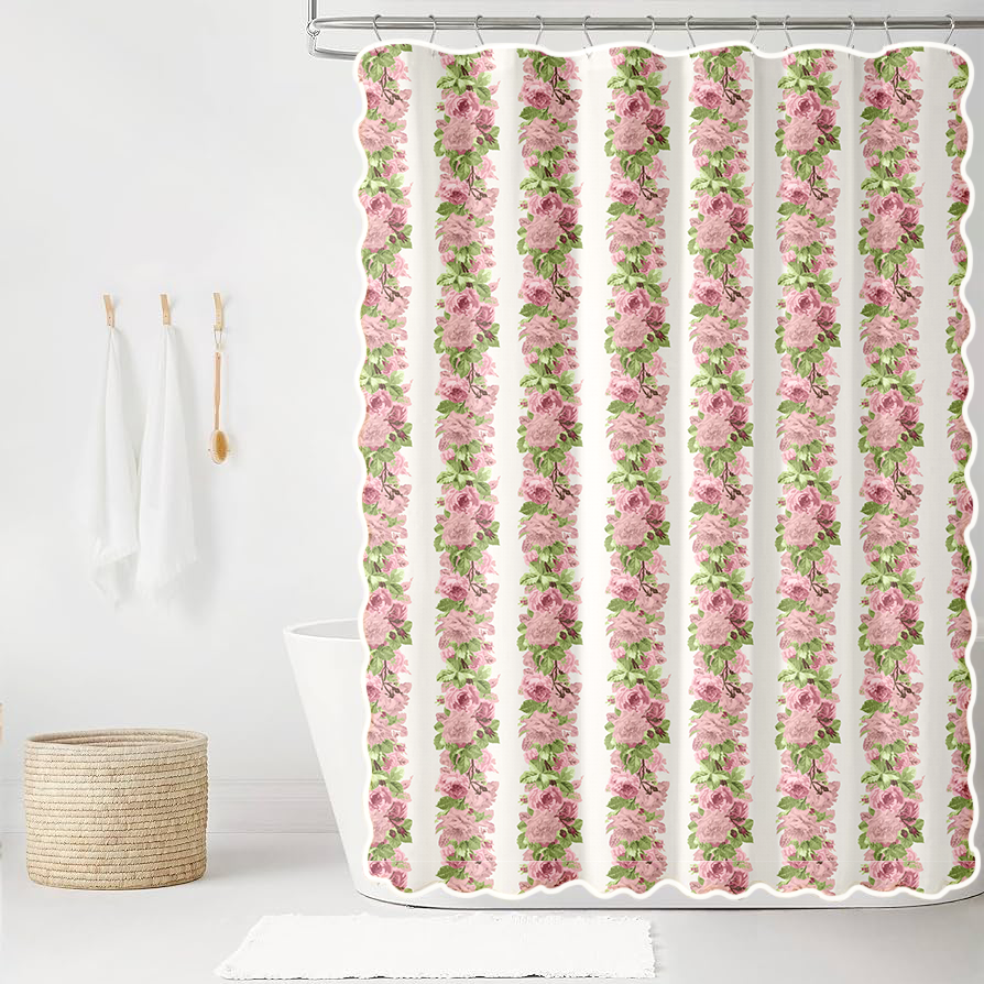 Eliza Jane in Sunset & Eloise Scalloped Edge Shower Curtain